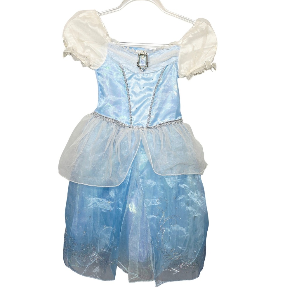 Disney Store Cinderella Costume Dress Kids 5/6 Blue Excellent Sparkly Cameo